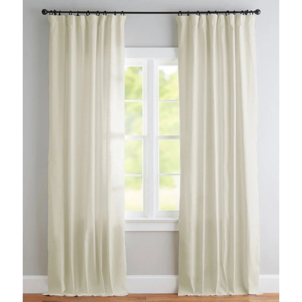 Pottery Barn Emery Drape White Linen Cotton Blend 50x84 3-in-1 Pole Top‎ Curtain